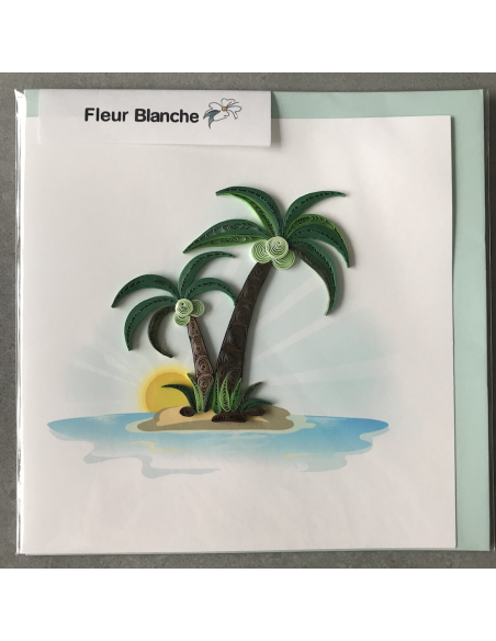 Card Design Palm Tree and Island