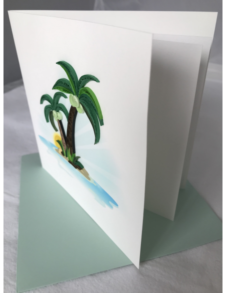 Card Design Palm Tree and Island