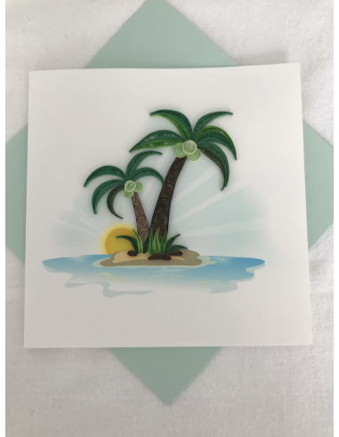 Card Design Palm Tree and Island