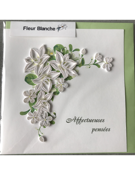 Carte motif fleurs blanches