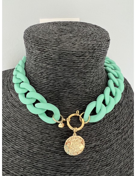 Ras de cou fantaisie vert celadon