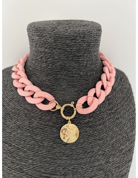 Ras de cou fantaisie rose pale