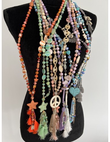Boho Necklace Pale Pink heart