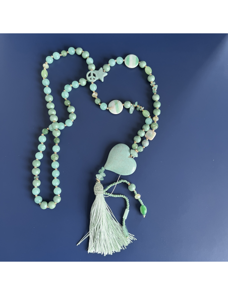 Collier bohème vert coeur