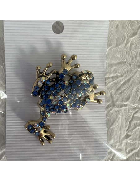 broche grenouille bleue