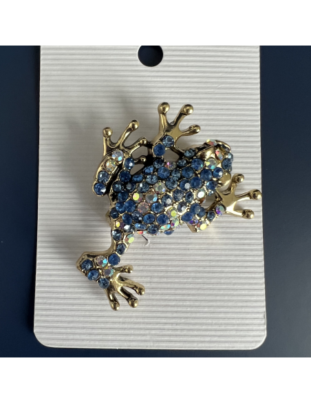 broche grenouille bleue