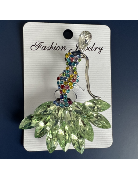 Broach - Jade Green Lady Silhouette