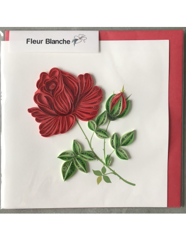 Carte motif rose rouge