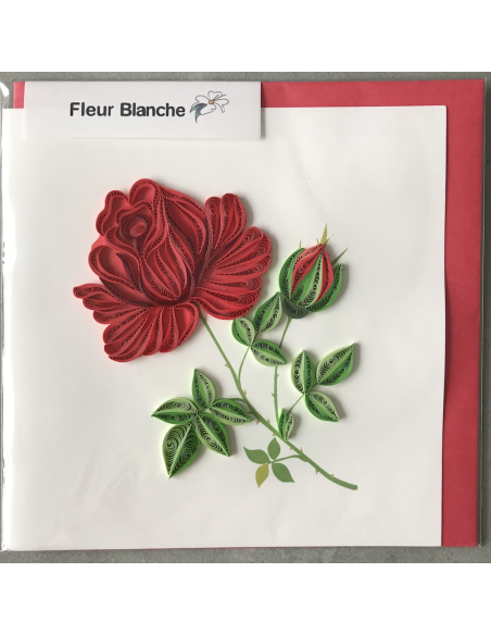 Carte motif rose rouge