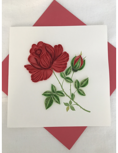 Carte motif rose rouge