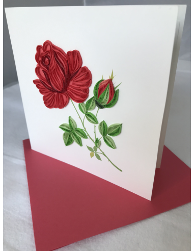 Carte motif rose rouge