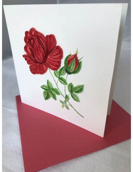 Carte motif rose rouge