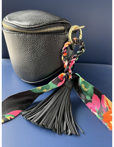 bijou de sac / porte-clé - pompom noir