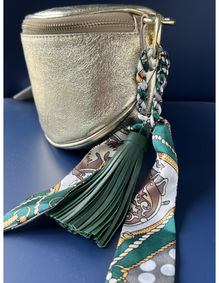 bijou de sac / porte-clé - pompom vert sapin
