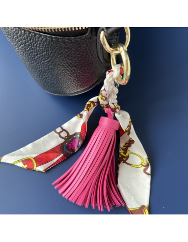 Key Chain or Bag Decoration fuchsia Pompom