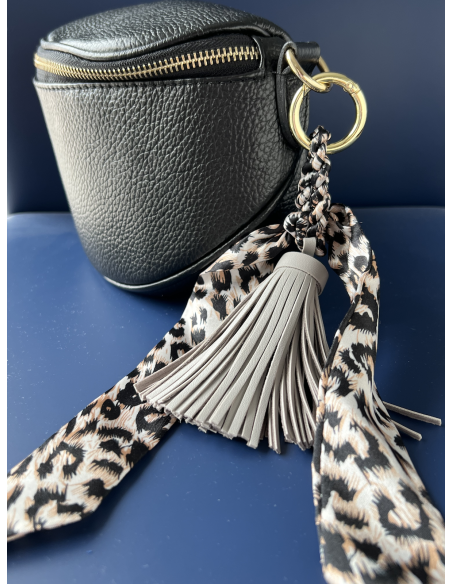 bijou de sac / porte-clé - pompom gris