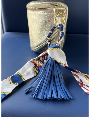 bijou de sac / porte-clé - pompom bleu marine
